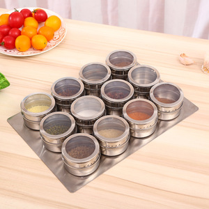 Ensemble de pots à épices magnétiques en acier inoxydable avec couvercles transparents et forte adsorption, idéal pour le stockage sur la surface du réfrigérateur - Product Image 4