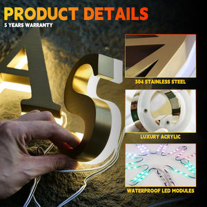 Enseigne lumineuse personnalisée en lettres métalliques 3D à LED frontales pour salle de sport, restaurant, boulangerie, hôtel, salon de coiffure, devanture de magasin, restauration rapide - Product Image 3