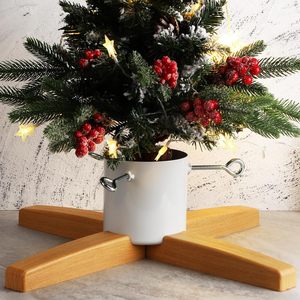Wooden <strong>Christmas</strong> <strong>Tree</strong> <strong>Stand</strong> for Real <strong>Trees</strong> Large Size Wood Base Holiday Display Holder for Indoor Outdoor <strong>Tree</strong> Support Use - Product Image 6