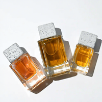 Botella de Perfume Cuadrada de Vidrio de 30ml 50ml 100ml, Pulverizador con Bomba Vacía, Base Gruesa, Tapa de Cemento, Envase Cosmético