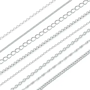 S925 Sterling Silver Unfinished Chain For Jewelry Making Hypoallergenic