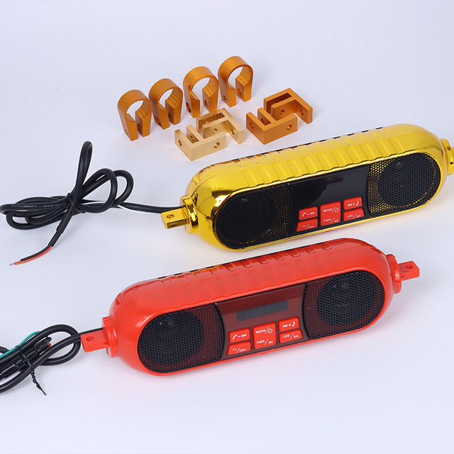 Waterproof MP3 Audio Subwoofer TF Card USB FM Player Suitable for 22mm Handlebar Motorcycles