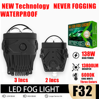 Feux antibrouillard LED F32 138W, lentille de projecteur Bi LED, 3 pouces, 2 pouces, IP68, Canbus, lampe antibrouillard universelle, supports universels, lampe antibrouillard LED pour voiture