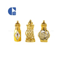 Mewah isi ulang 10ml 6ml UV terukir perjalanan Mini Arab emas rol kaca minyak esensial botol parfum dengan tutup mahkota