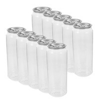 Canette Personnalisée en Plastique PET Jetable avec Impression Sérigraphique, Couvercle Scellable en Aluminium à Ouverture Facile pour Boissons Froides