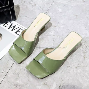 Sandalias de Tacón Medio Nuevas de Verano 35-40 para Mujer, con Punta Cuadrada Abierta, Tacones Altos, Tipo Zapatilla - Product Image 4