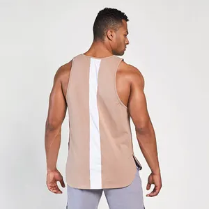 Kapas Spandex Bernapas Tanpa Lengan Tank Top untuk Pria Gym Pakaian