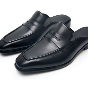 Men's Summer Breathable Lace-Up Square Toe Office & Career British-Style <b>Mules</b> <b>Backless</b> Slippers Driving Sandals Rubber Soles - Product Image 5