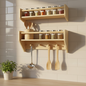 Étagère <span class=keywords><strong>murale</strong></span> en <span class=keywords><strong>bois</strong></span> pour économiser de l'espace avec crochets pour le rangement à la maison, en cuisine, dans le salon, étagère <span class=keywords><strong>murale</strong></span> de rangement - Product Image 6