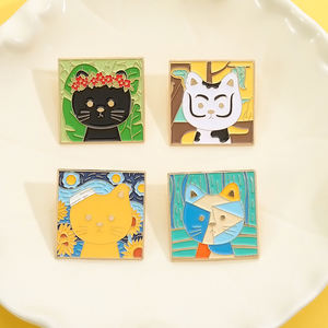 Creatieve Kat Olieverfschilderij Email Pins Van Gogh Art Painting Broches Rugzak Kleding Revers Badge Sieraden Cadeau Voor Vrienden - Product Image 5