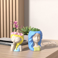 3D Visage Vase Silicone Moule Corps Féminin Buste Pot Moule Porte-Stylo Ciment Béton Coulée Planteur Moule