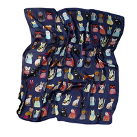 Écharpe carrée de luxe en polyester personnalisée pour femme, motif animalier géométrique graffiti dessin animé, douce pour la peau, idéale pour l'automne, vente en gros