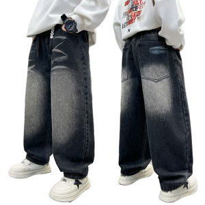 Pantalon en jean respirant pour garçon, léger, couleur unie, taille élastique, style jogger, multi-poches, décontracté, pour l'extérieur, vente en gros - Product Image 2