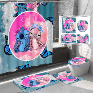 Juego de cortinas de ducha de personajes de Anime de 100% poliéster con estampado personalizado, diseño de lujo, impermeable, colorido, tamaño estándar, para hoteles - Product Image 1