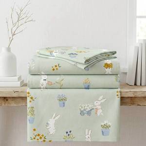 Drap-housse en Lyocell 40S doux pour la peau, motif lapin de dessin animé pour enfants, naturellement frais et respirant, literie domestique pour l'exportation - Product Image 3