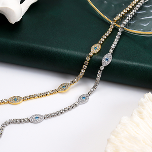 फैशन ज्वैलरी ने स्टेनलेस स्टील के सोने की प्लेटेड टैर्निश मुक्त सैपफायर ब्लू रत्न सेट किया - Product Image 4