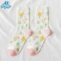 Vente directe d'usine mignon femme chaussettes coton avec fraise et fleur drôle et rose chaussettes femmes à vendre