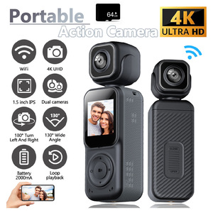 Kit de caméra de vlogging 4K : Double objectif + 180 °   Écran rotatif, parfait pour <span class=keywords><strong>YouTube</strong></span>/TikTok, transfert Wi-Fi (carte mémoire non incluse) - Product Image 1