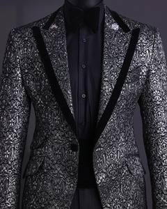 Diseño a medida hombres <span class=keywords><strong>elegantes</strong></span> <span class=keywords><strong>caballeros</strong></span> de negocios Casual Formal hombres negro Floral traje Slim Fit solapa traje boda traje proveedor - Product Image 2