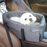 Siège auto rehausseur pliable pour animaux de compagnie avec sangle réglable, corde de sécurité, tissu Oxford respirant, PU solide, pour chiens et chats, avec bouton de fixation