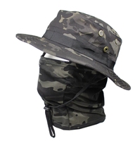 Ensemble de protection solaire tactique camouflage pour activités de plein air, pêche et sports, avec masque intégré et large bord, idéal pour les voyages décontractés, toutes saisons