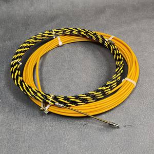 <span class=keywords><strong>Cinta</strong></span> Pasacables Triple Trenzada Amarilla y Negra <span class=keywords><strong>de</strong></span> 4.5mm x 20m, Material PET, para Pasar Cables a Través <span class=keywords><strong>de</strong></span> Paredes, para Electricistas - Product Image 1