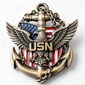 USN Eagle Anchor <b>Badge</b> Gold Plated Brass 3D Patriotic Emblem Souvenir - Product Image 6