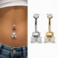Anneau de nombril Mitu en titane ASTM-F136 G23 plaqué or 18 carats avec zircon pour piercing de nombril de fête