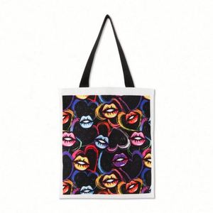 Custom Design Sublimation Printing Woman Bag Reusable Cloth 100% Polyester Canvas Cotton Shopping Tote Bags - Product Image 5