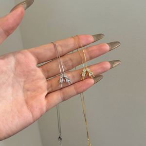 Dylam <b>Top</b> Jewelry Supplier Non Tarnish Rhodium 18K Gold Plated S925 <b>Silver</b> AAAAA Grade Zirconia Girl & Boy Pendant Necklace - Product Image 2