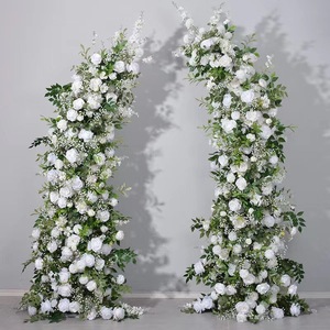 B-HOA019 Wholesale <b>Wedding</b> <b>Arch</b> Flowers Backdrop Artificial Silk Flower <b>Arch</b> Arrangement Horn Flower <b>Arch</b> Decoration - Product Image 1
