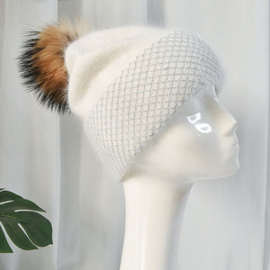 <span class=keywords><strong>Bonnet</strong></span> tricoté en laine angora avec <span class=keywords><strong>pompon</strong></span> en fourrure naturelle pour femmes, hiver, double couche, personnalisé, vente en gros - Product Image 4