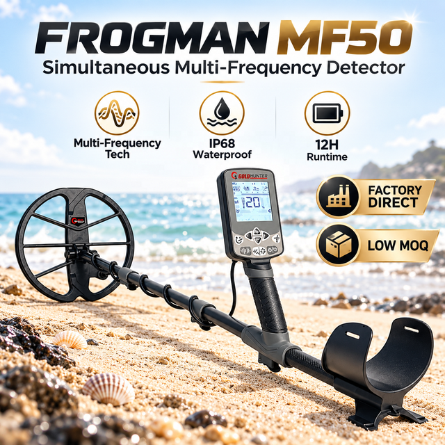 Gold Hunter MF50 Multi-Frequency Metal Detector Waterproof IP68 High Sensitivity Deep Search Underground Gold Metal Detectors