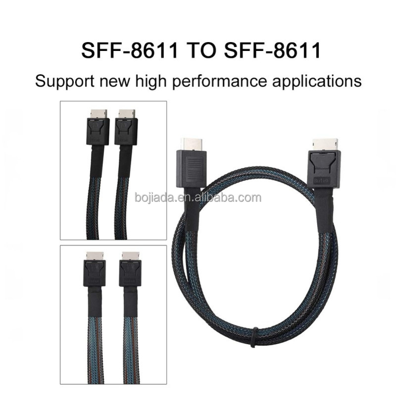 cablecc PCIe 4.0 OcuLink PCI-Express SFF-8611 4i auf SFF-8611 Data Active 90 Grad links gewinkeltes Kabel für eGPU SSD 50 cm