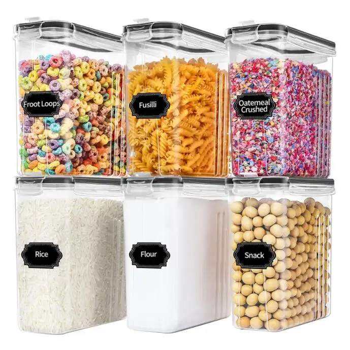 6-teiliges Set 2,5 l luftdichte Müsli-Aufbewahrung behälter BPA-freie Getreide behälter Aufbewahrung sset für Küchen-Speisekammer
