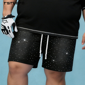 กางเกงขาสั้นผู้ชายประดับเพชรเทียม ไซส์ใหญ่ ผ้าฝ้าย 100% เนื้อหนา ผ้าเฟรนช์เทอร์รี่ ได้รับการรับรองมาตรฐาน GOTS รับทำโลโก้ตามสั่ง เสื้อผ้าสตรีทแวร์ ชุดฤดูร้อน - Product Image 1