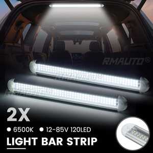 2x Bande lumineuse LED 12V 120 LED pour intérieur de voiture, fourgonnette, bus, caravane avec interrupteur marche/arrêt, lampe de coffre de voiture 12W, éclairage LED pour compartiment à bagages - Product Image 1