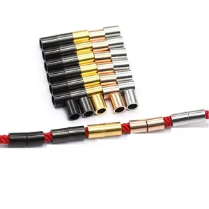 Conector de cuentas de tubo recto redondo para fabricación de pulseras, accesorios de joyería hechos a mano de acero inoxidable de alta calidad