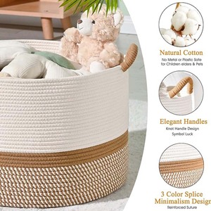 Large <strong>Blanket</strong> <strong>Basket</strong> Woven <strong>Baskets</strong> <strong>for</strong> Storage Baby Laundry Hamper Cotton Rope <strong>Blanket</strong> <strong>Basket</strong> <strong>for</strong> Living Room - Product Image 6