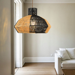 Handmade Woven Paper <b>Rope</b> Pendant Lampshade Rustic Style Eco Friendly Bedroom Coffee Shop Decorative <b>Light</b> Cover XH25-413 - Product Image 2