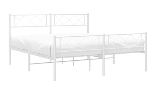 White Modern Metal <strong>Bed</strong> Frame with Headboard and Storage for Teenagers or <strong>Guests</strong> Living Room Use Dimensions 150*200cm - Product Image 4
