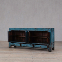 Buffet de rangement rustique en bois massif de style chinois vieilli avec plusieurs compartiments, mobilier de salon écologique