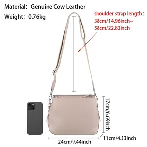 Sacs à bandoulière en cuir véritable AndoBag pour femmes, grande capacité, mode, multi-compartiments, sac coquille 2813 - Product Image 2