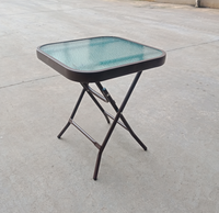 Table pliante personnalisée pour balcon, en verre trempé, tables de café d'extérieur, petit mobilier de patio, table d'appoint à cadre en acier mat pour jardin