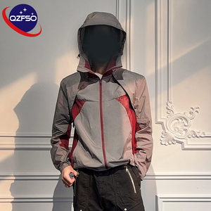 QZFSO Custom Streetwear <b>Lightweight</b> Mesh Zip up Windbreaker Breathable Quick-dry Polyester Sun Protection <b>Jacket</b> With Hood - Product Image 6
