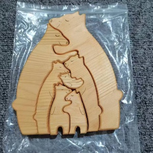 Puzzle d'art en bois personnalisé-Décoration de maison, cadeau de souvenir de famille, puzzle de famille d'ours - Product Image 6