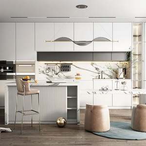 Armoires de cuisine modulaires en forme de L SANTOPOVA avec finition en bois grainé et laque mate |   Conception personnalisée avec appareils électroménagers intégrés - Product Image 4