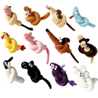 Porte-clés en peluche noué à long cou, en alliage de zinc tissé, imprimé sérigraphié, 12 styles, animaux de dessin animé, pendentif doux et moelleux