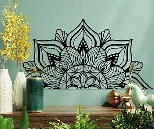 Large 3d Black Metal Lotus Flower Indoor Living Room Bedroom Home Decor Wall Heavy Iron Family Sign Wall Art 3D Metal