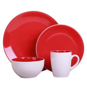 Juego de vajilla de cerámica, vajilla de dos tonos de forma redonda, 16 piezas, nuevo producto con nuevo diseño - Product Image 5